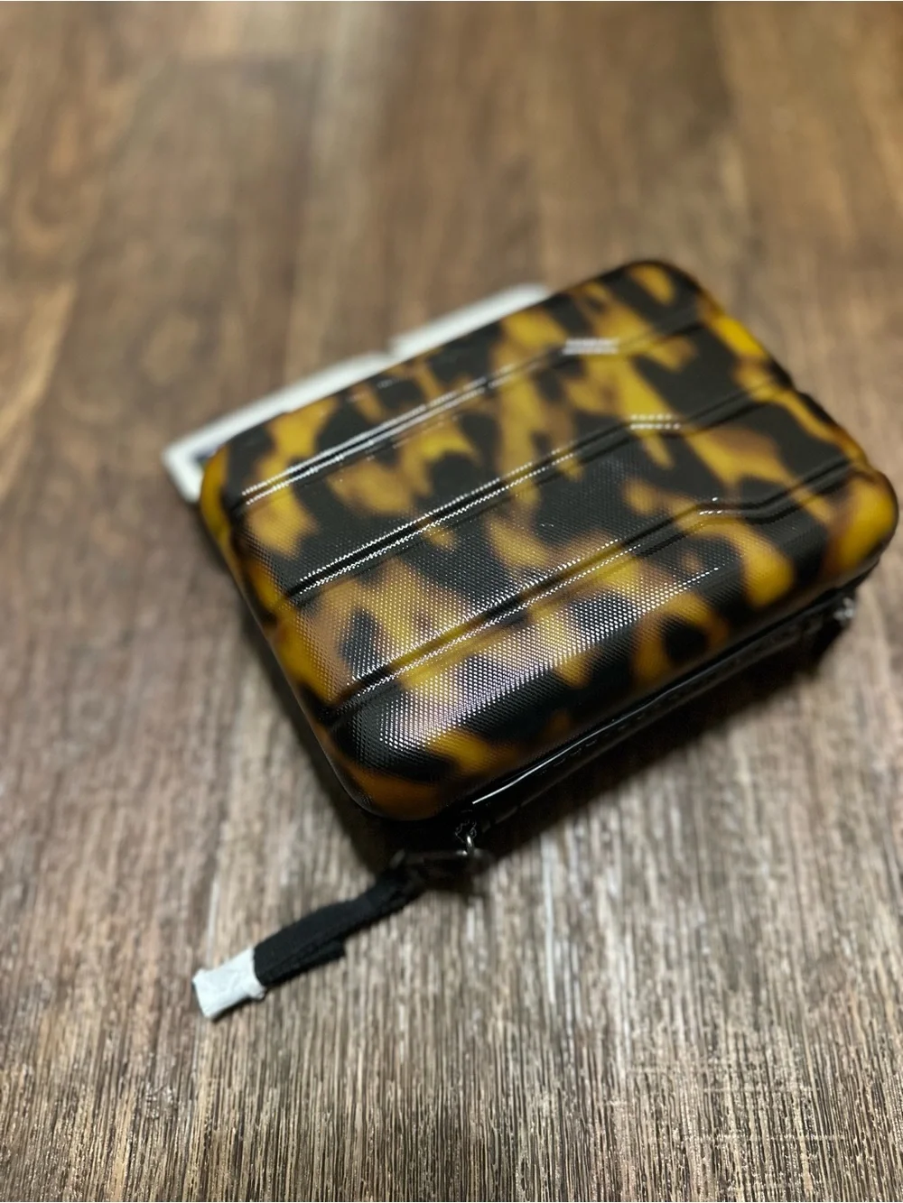 Tortoiseshell Pattern Hardside Mini Case - Brown & Black